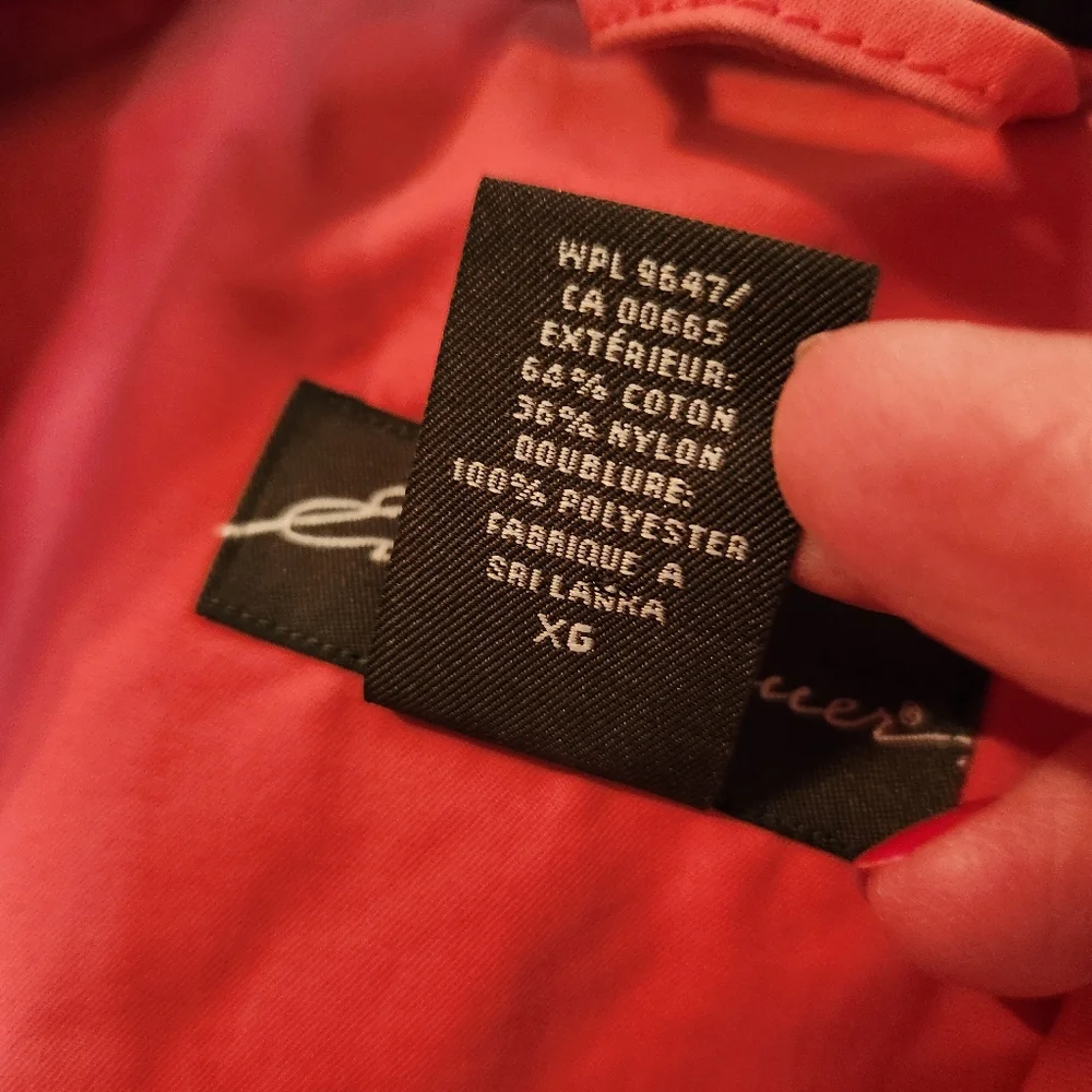 Eddie Bauer‎ Women's Single-Breast Trench Coral Rain Coat, Size XL